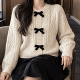 Annalise-Jade Bow Cardigan - Cream White