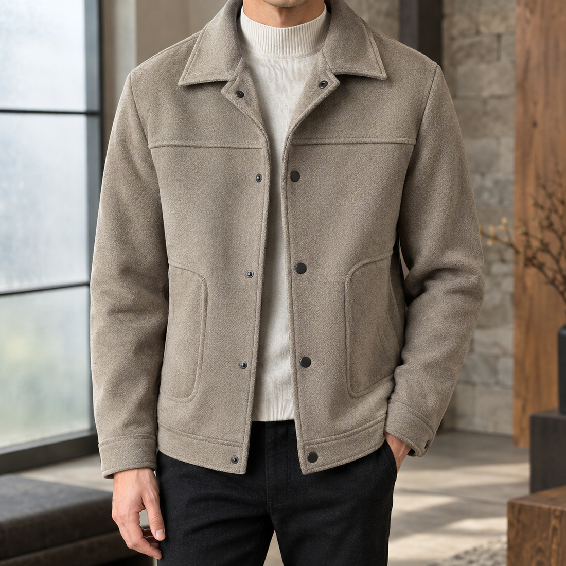 Andrew Snap Front Jacket - Coffee