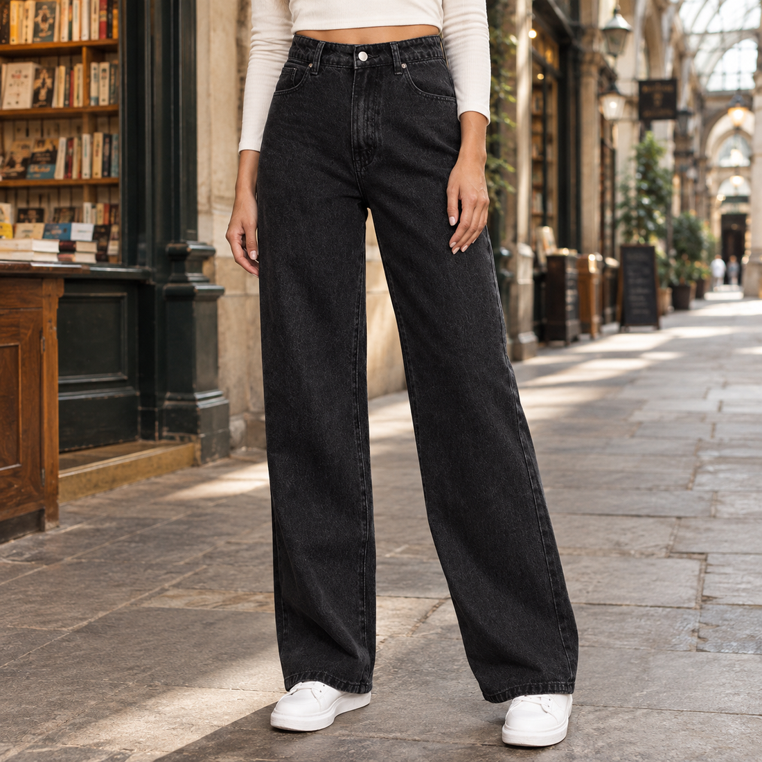 Ardith-Jade Wide Leg Jeans - Black