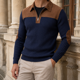 Marcel-Rhys Quarter Zip Sweater - Navy Blue