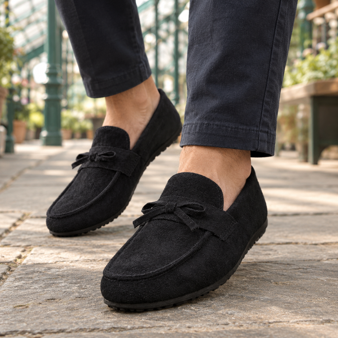 Firenze Suede Loafers - Black