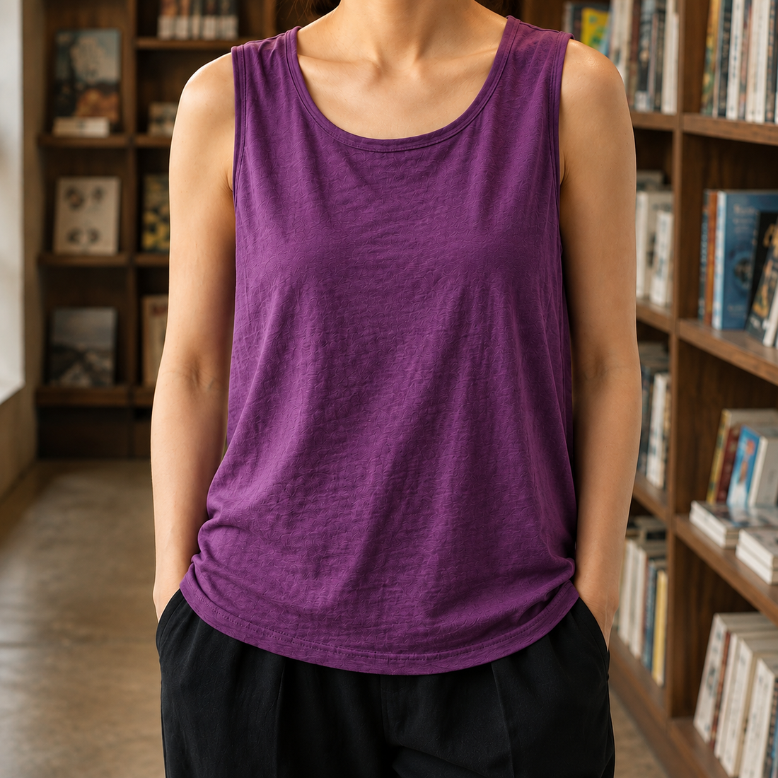Edith-Eve Scoop Neck Top - Purple
