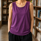 Edith-Eve Scoop Neck Top - Purple