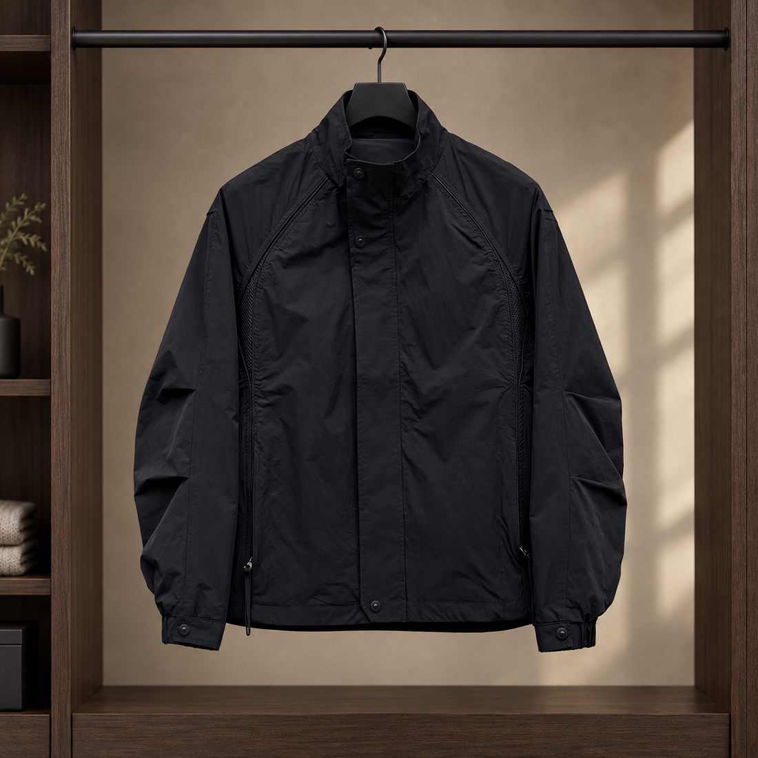 Brannock-Rhys Stand Collar Jacket - Black