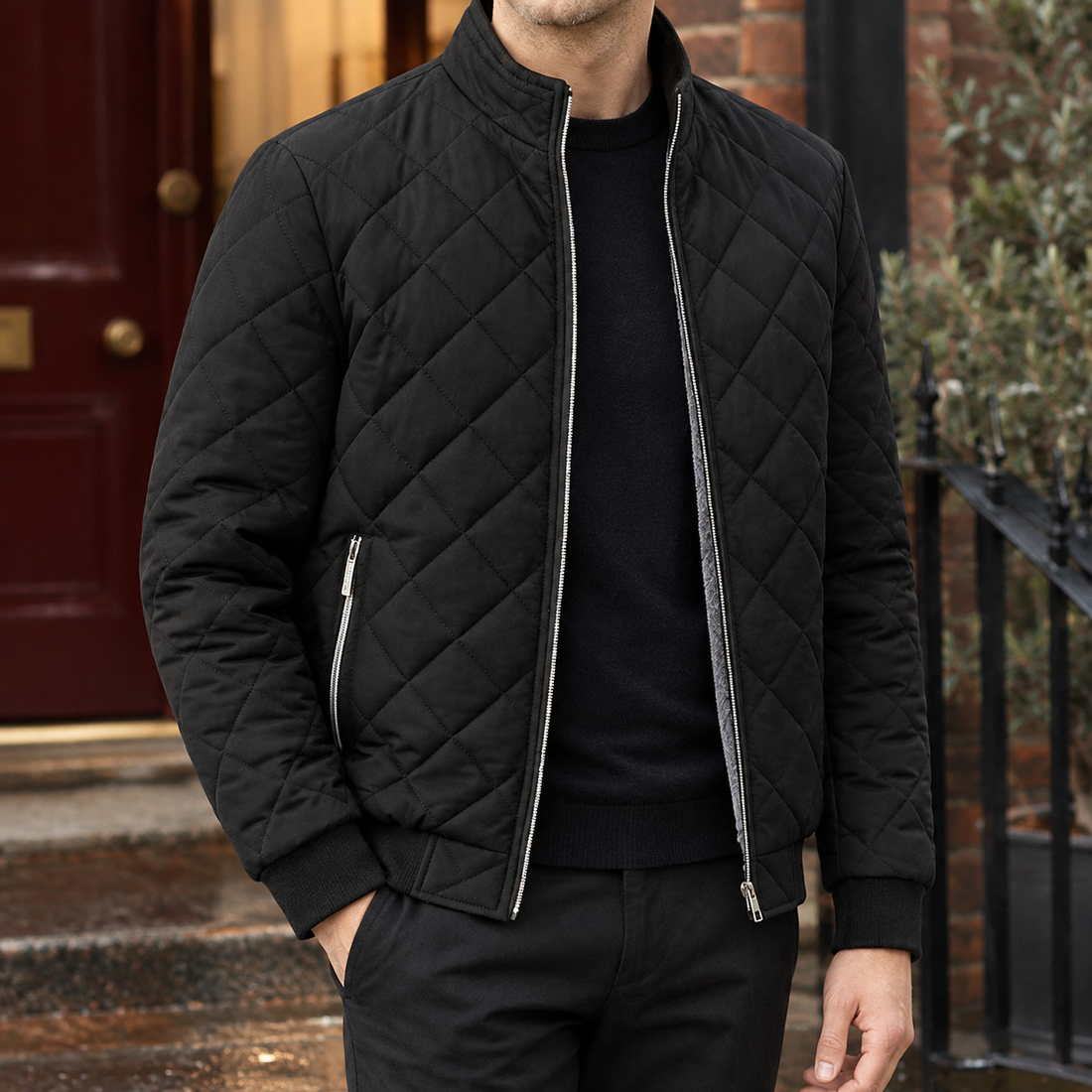 Theodore-Stone Quilted Jacket - Black