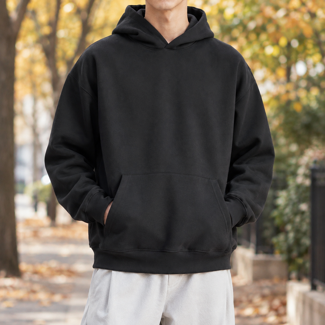 Harrison-Grey Heavyweight Hoodie - Black