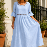 Estella-Rae Eyelet Maxi Dress - Sky Blue
