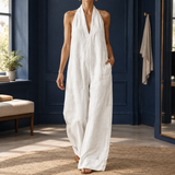 Leontine Halter Jumpsuit - White