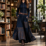 Celine-Rose Belted Maxi Dress - Navy