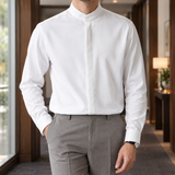Damaso-Dean Stand Collar Shirt - White