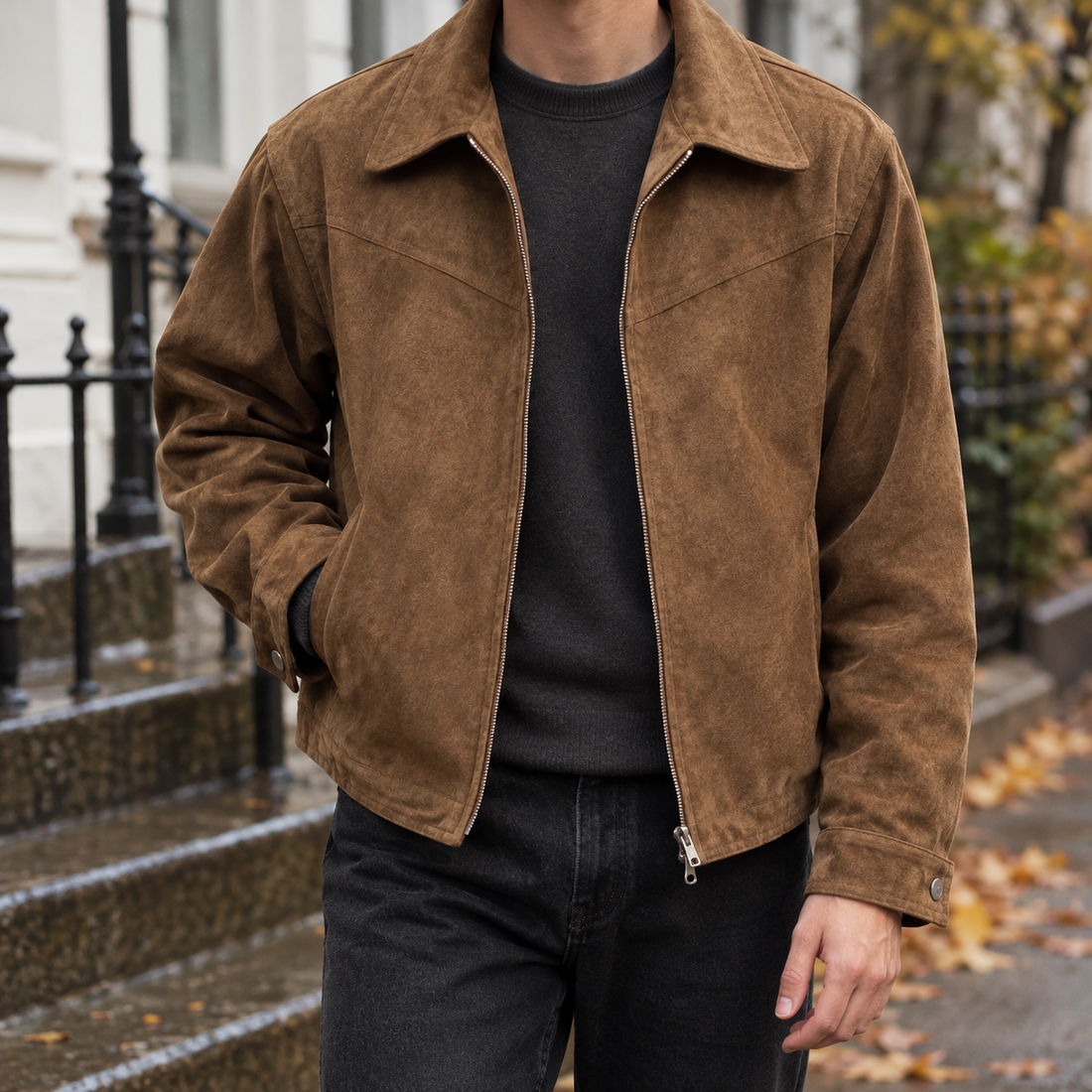 Andrew-Wade Zip Jacket - Brown