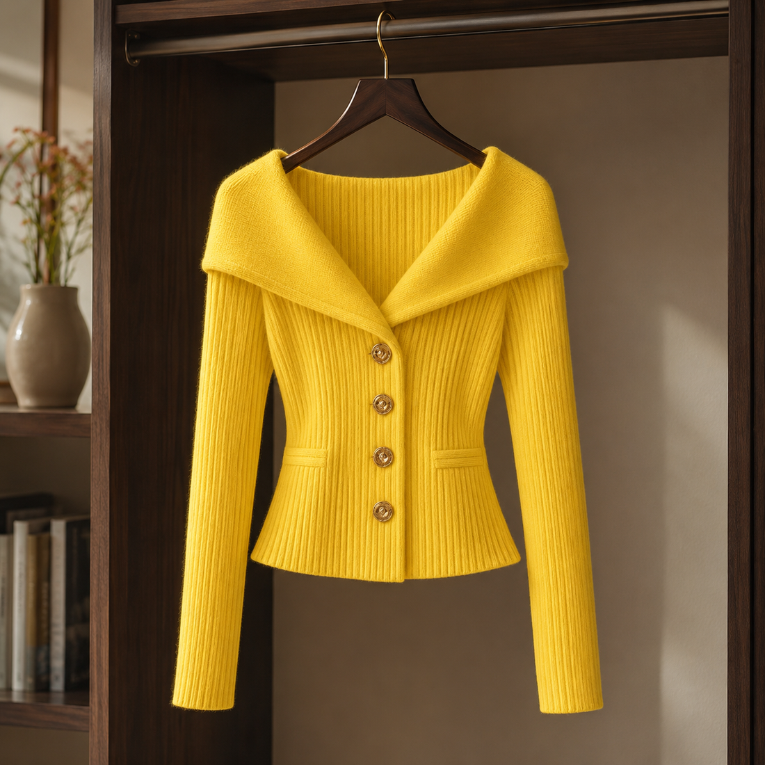 Josephine-Kate Ribbed Sweater - Yellow