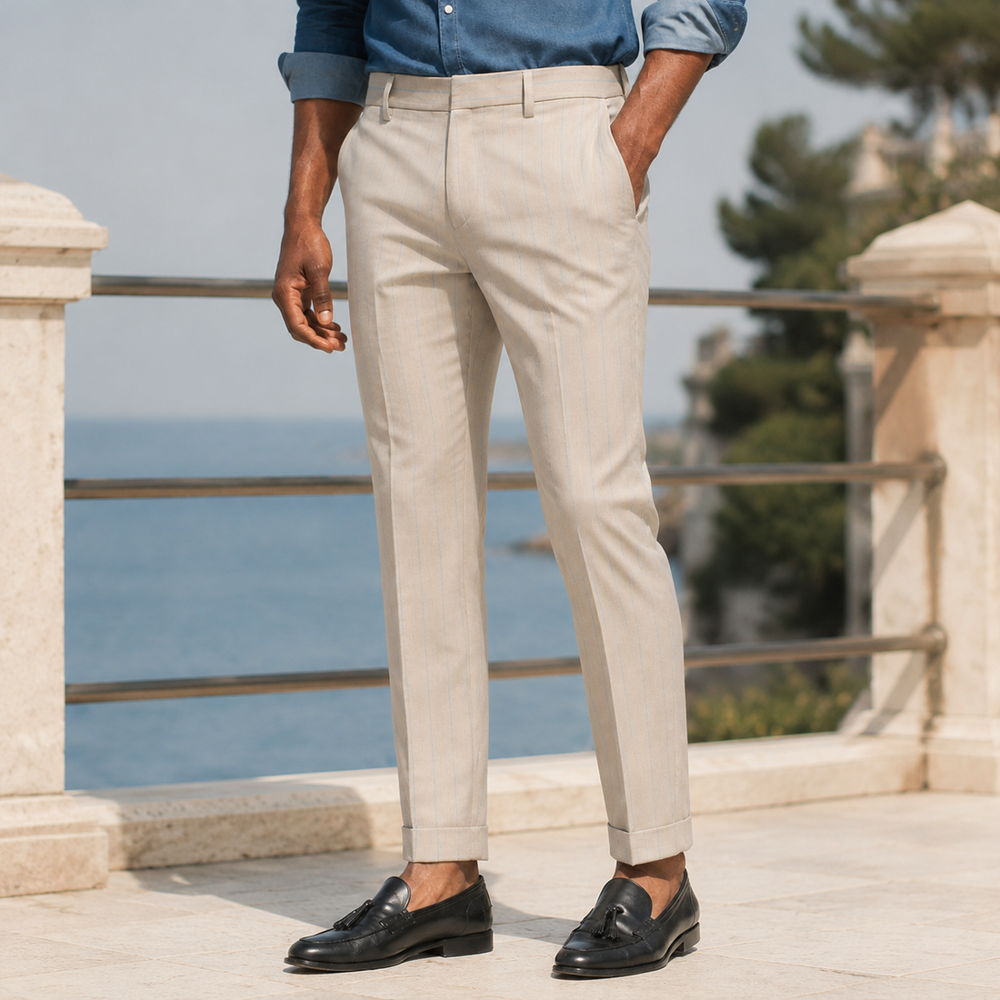 Zachary Pinstripe Pants - Sabbia