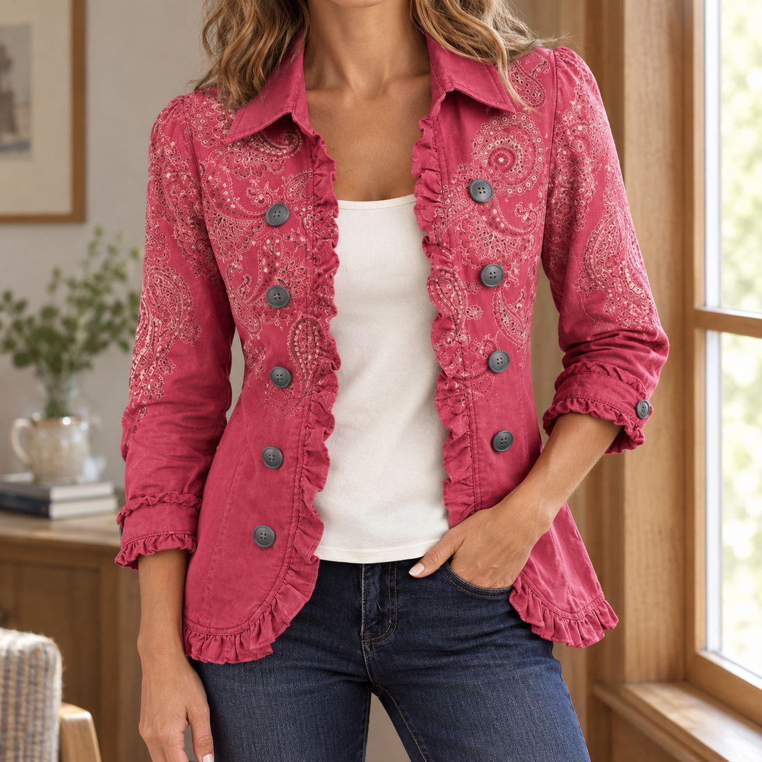 Adeline-Mae Paisley Jacket - Rose Pink