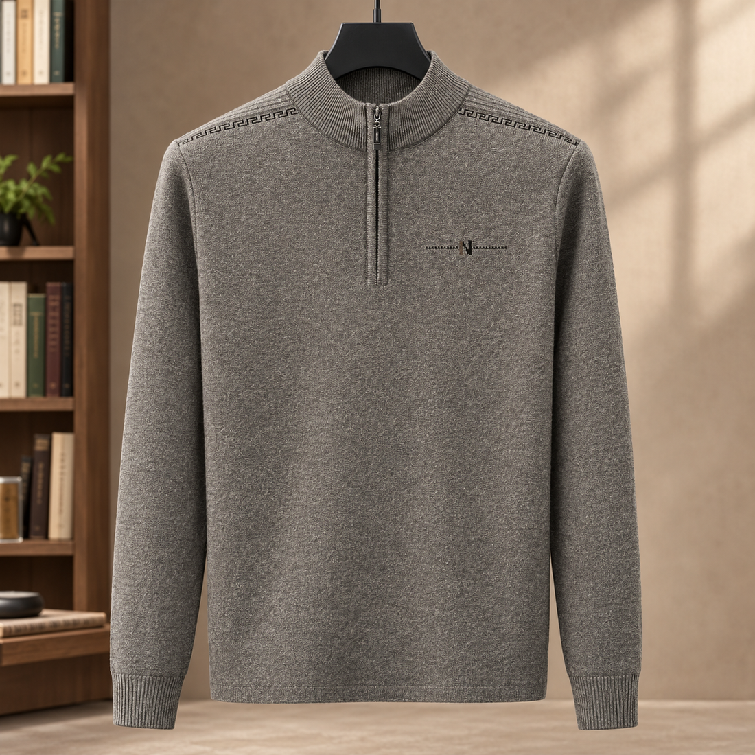 Augustus Quarter Zip Sweater - Camel