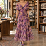 Cordelia-Kate Draped Midi Dress - Purple