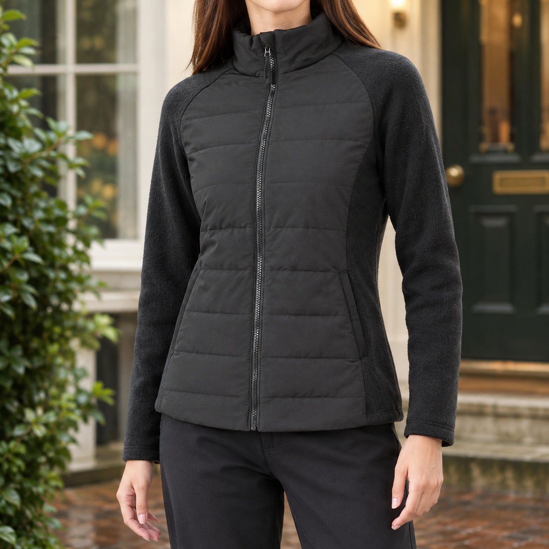 Desiree-Jane Quilted Panel Jacket - Black