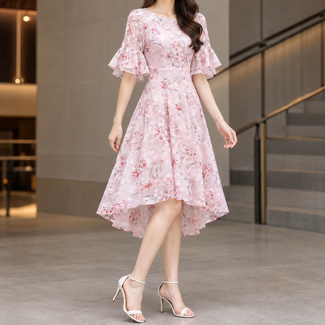 Gwendolen-Rae High Low Dress - Pink