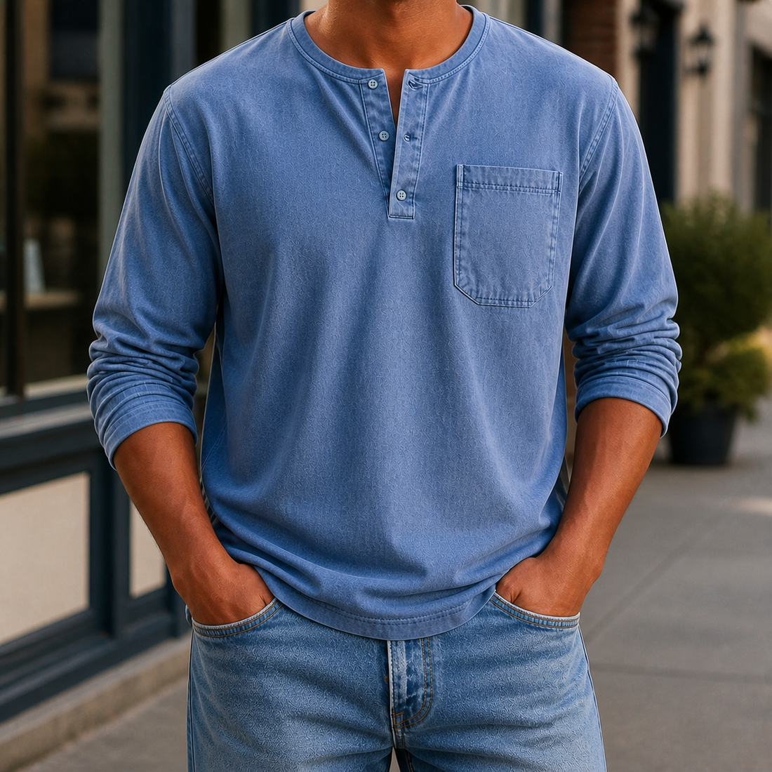 Nolan Henley Shirt - Blue
