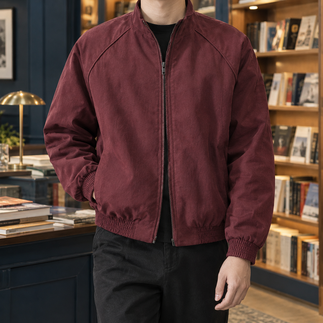 George Stand Collar Jacket - Red
