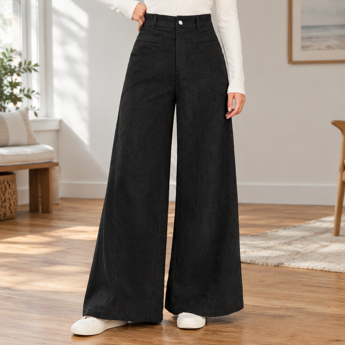 Desiree-Pearl Wide Leg Pants - Black