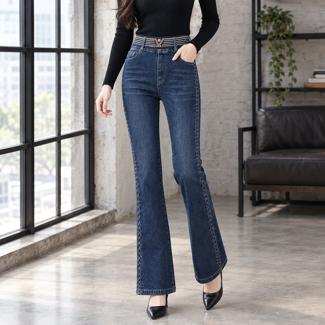 Aline-Faye Flared Jeans - Dark Blue