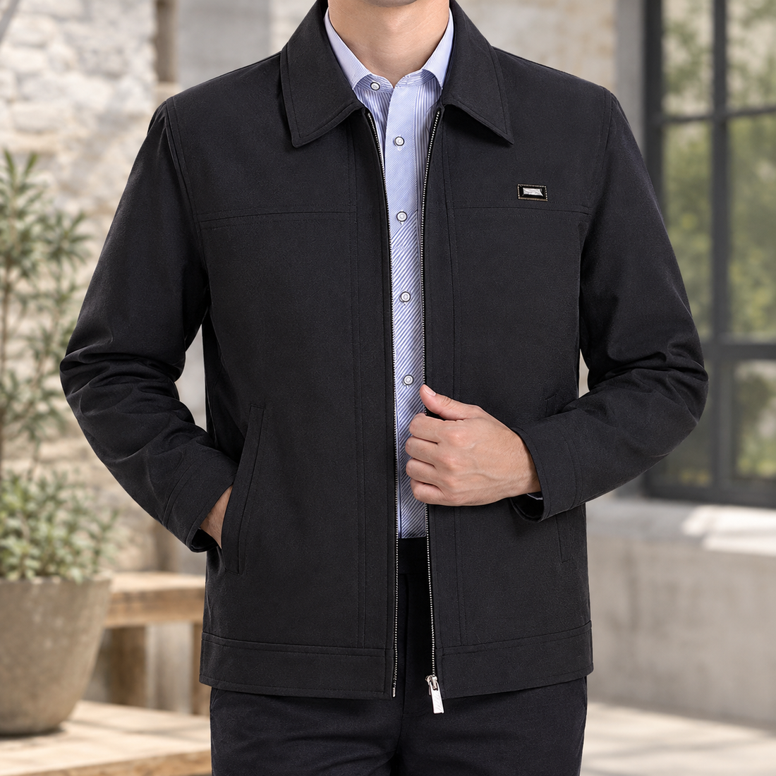 Andrew-Tate Point Collar Jacket - Blue Black