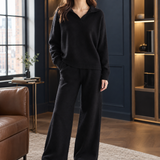 Audrina-Jane Relaxed Knit Set - Black