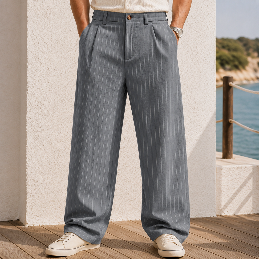 Orson-Miles Pinstripe Pants - Gray