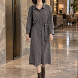 Harriet-Louise Belted Shirt Dress - Gray