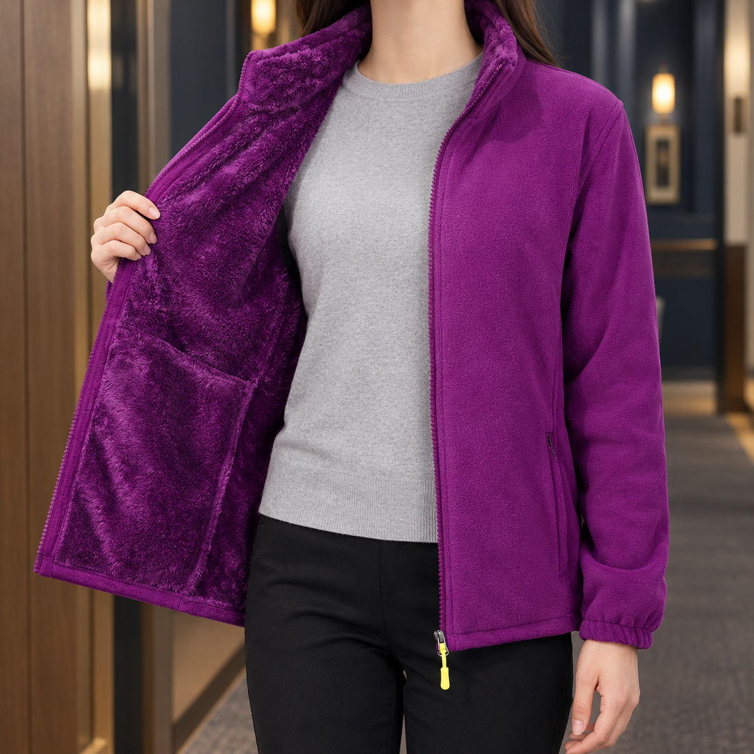 Annabelle Fleece Jacket - Dark Purple Coral