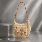 Cavalli Woven Shoulder Bag - Beige