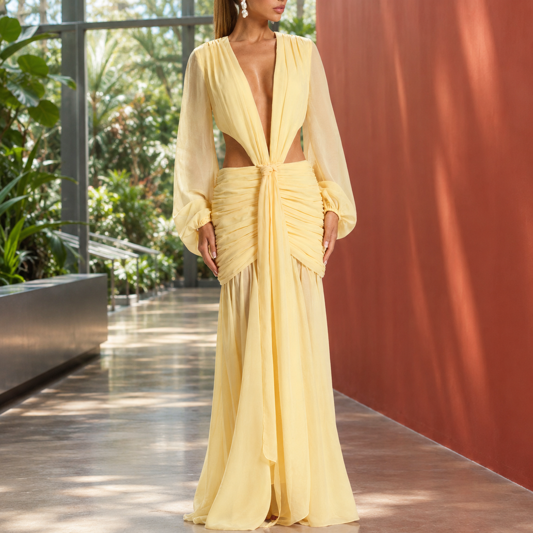 Emily-Claire Cutout Maxi Dress - Yellow