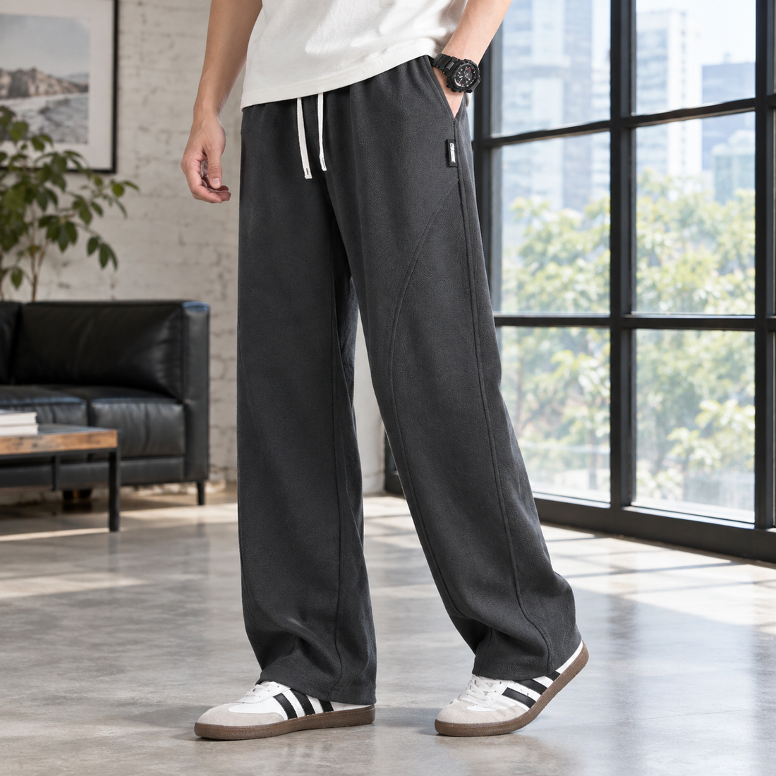 Gareth-York Wide-Leg Pants - Gray