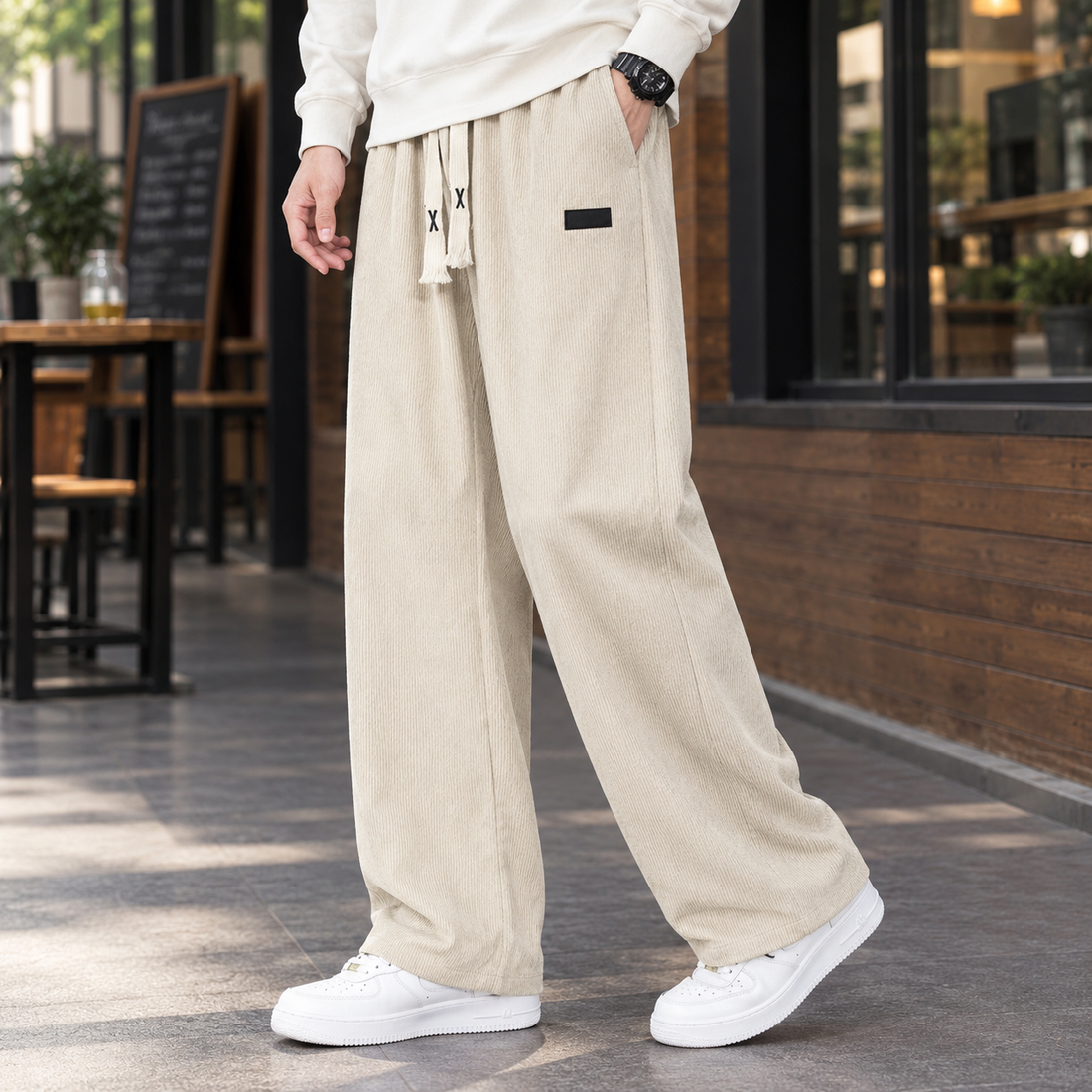 Wilder-Grey Relaxed Pants - Beige