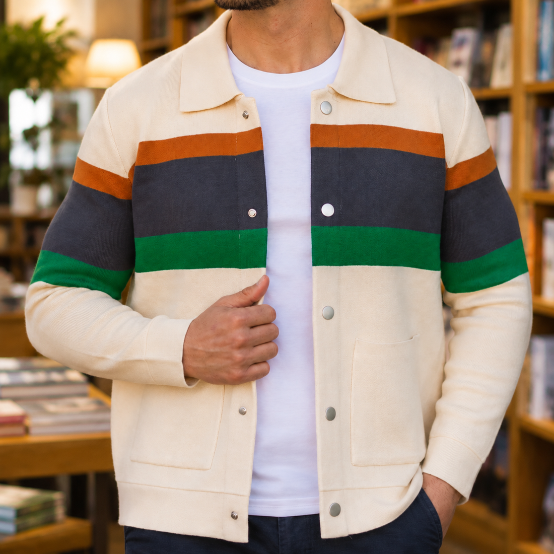 Henry-Lane Colorblock Knit Jacket - Ivory