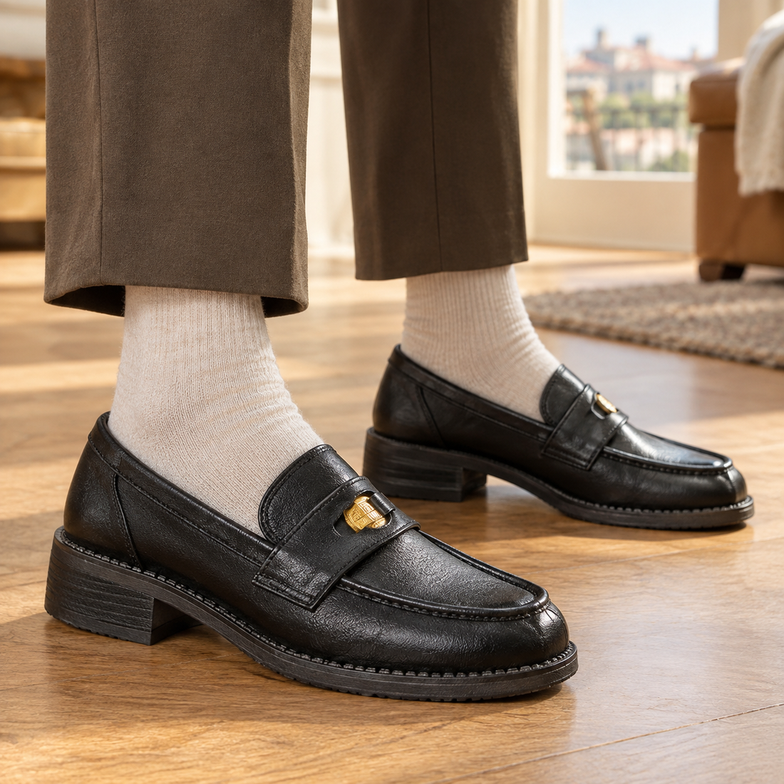 Poggio Coin Loafers - Black