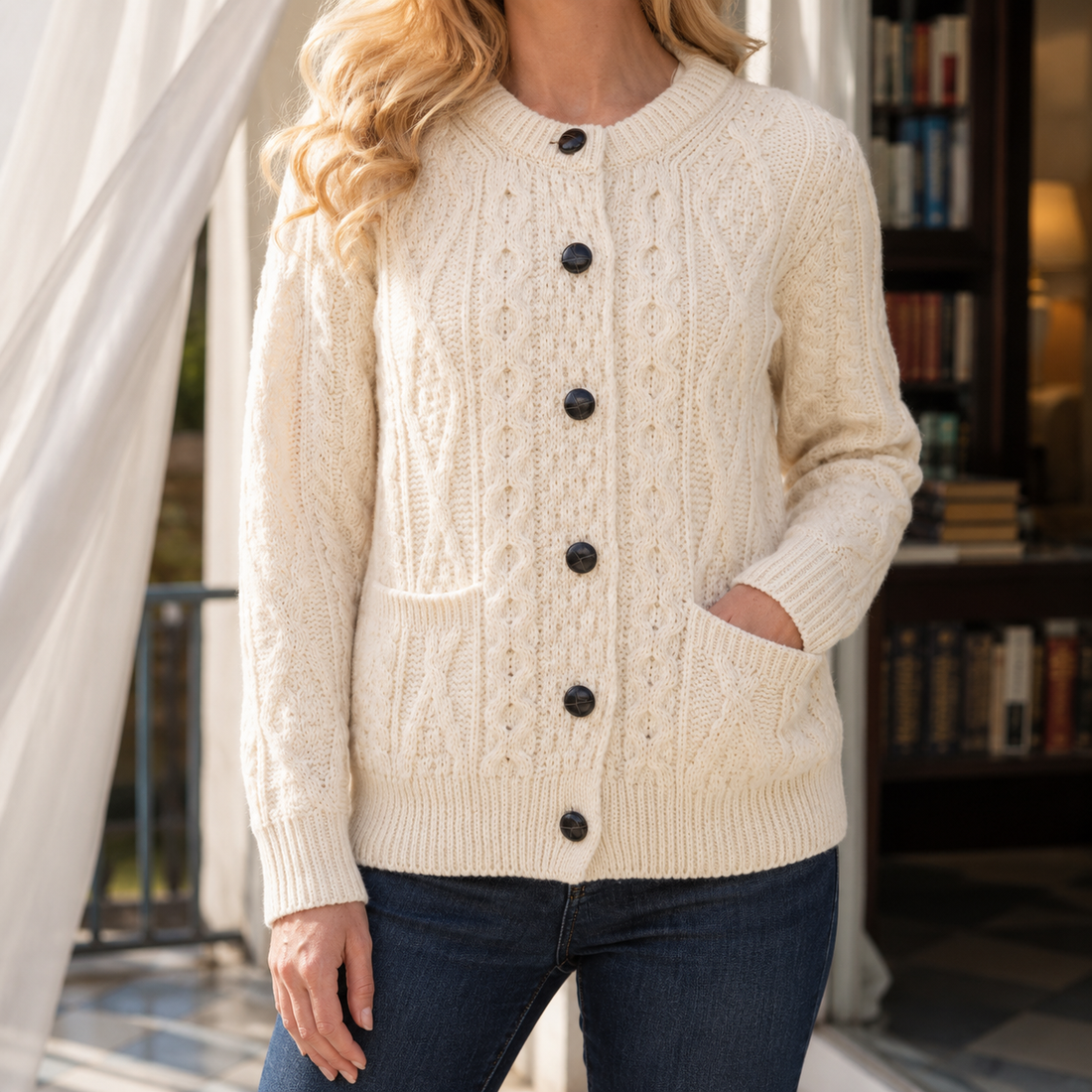 Greta Cable Knit Sweater - Natural