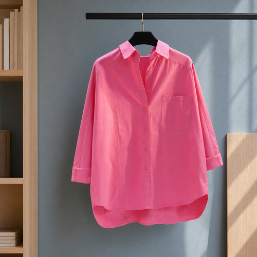 Abigail-Elise Relaxed Shirt - Rose Red
