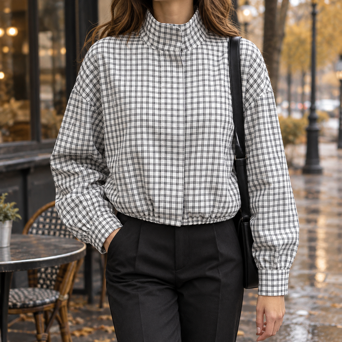 Victoria-Rose Plaid Jacket - Black