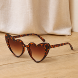 Perpetua Heart Sunglasses - Leopard Print Frame Tea Slices