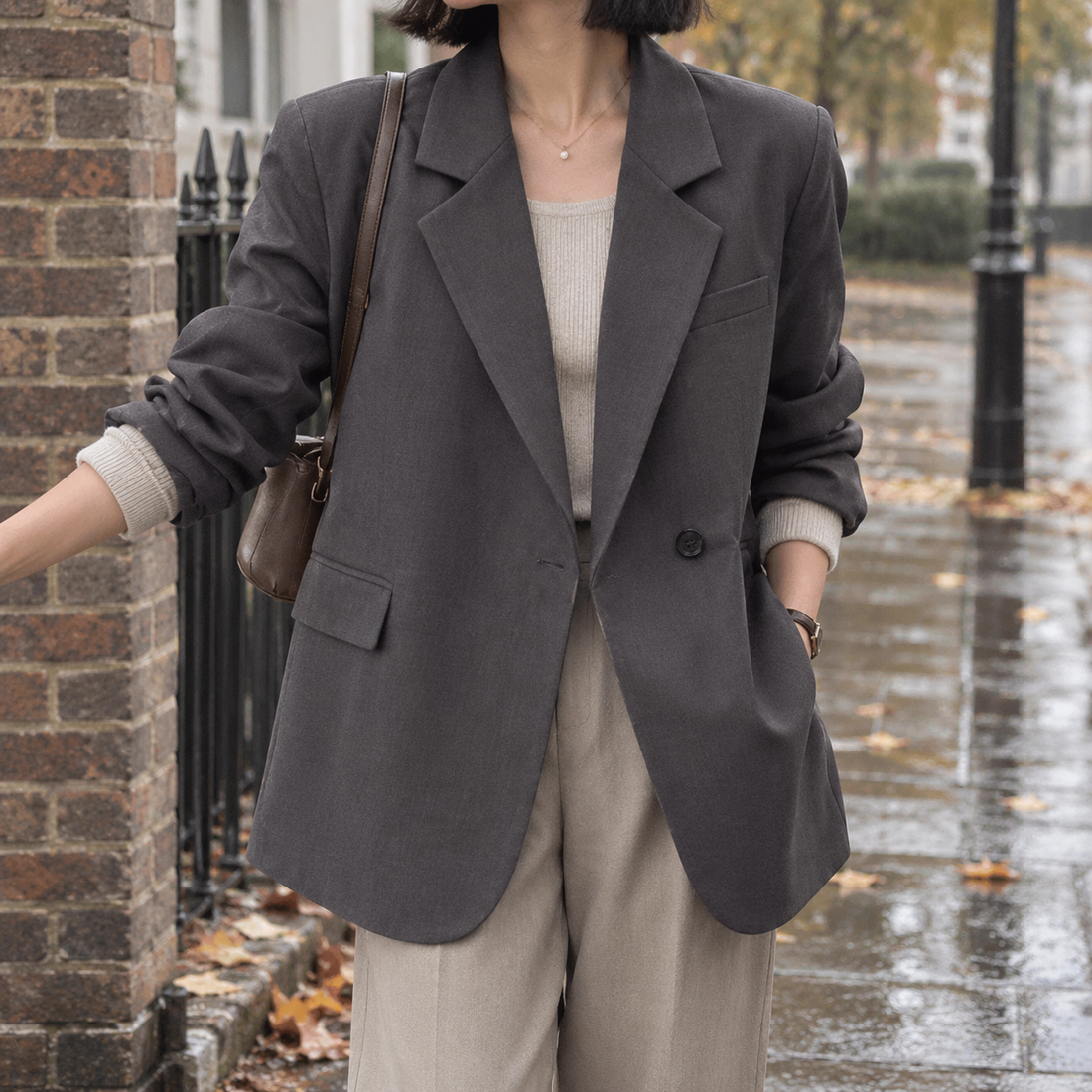 Desiree-Louise Relaxed Blazer - Dark Gray