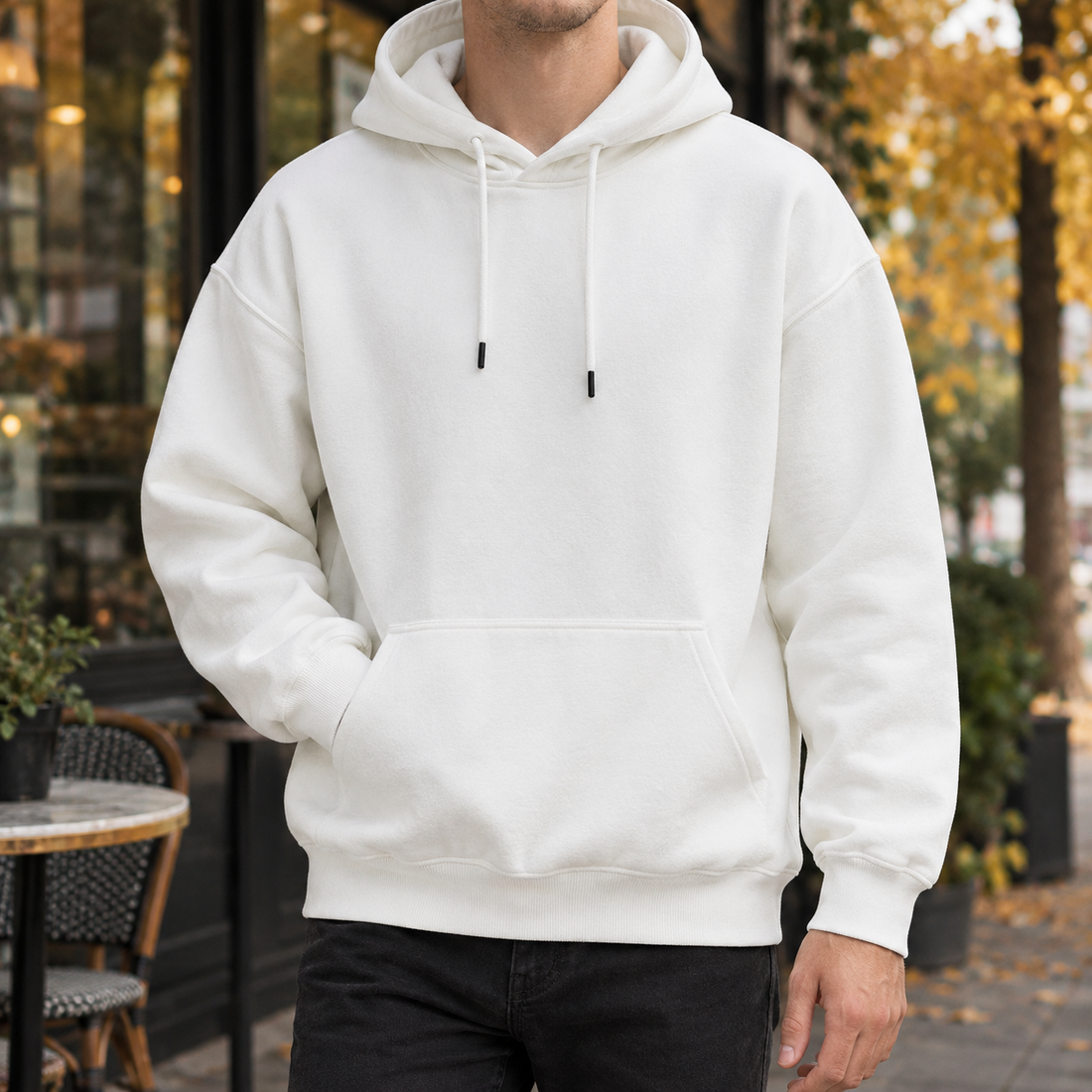 Idris-York Relaxed Hoodie - White