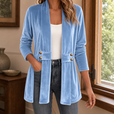 Zenobia Velvet Cardigan - Sky Blue