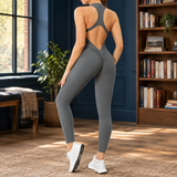 Daphne-Faye Open Back Jumpsuit - Gray
