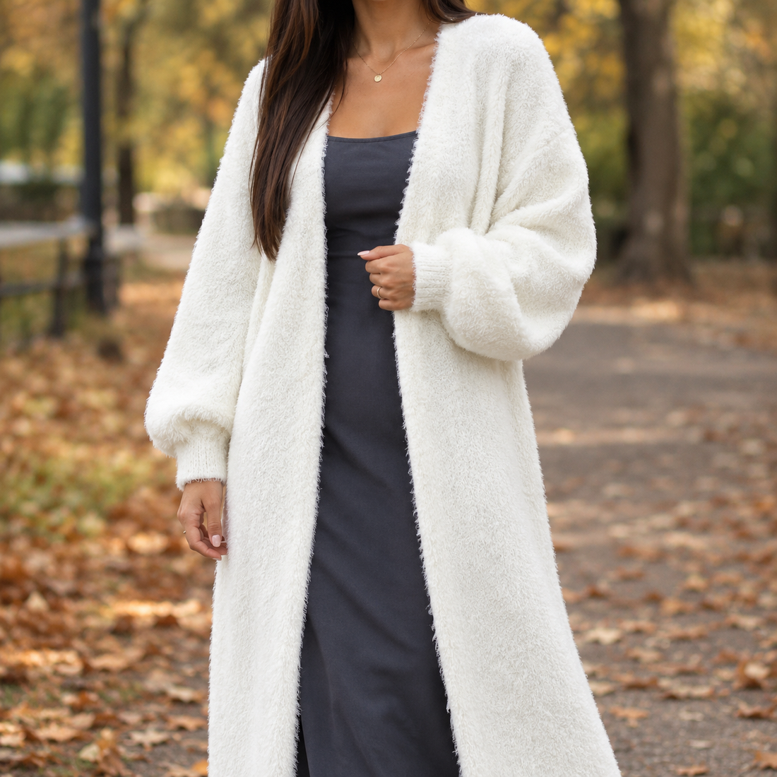 Isla-Grace Longline Cardigan - White