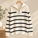 Perla-June Zip Collar Sweater - Cream