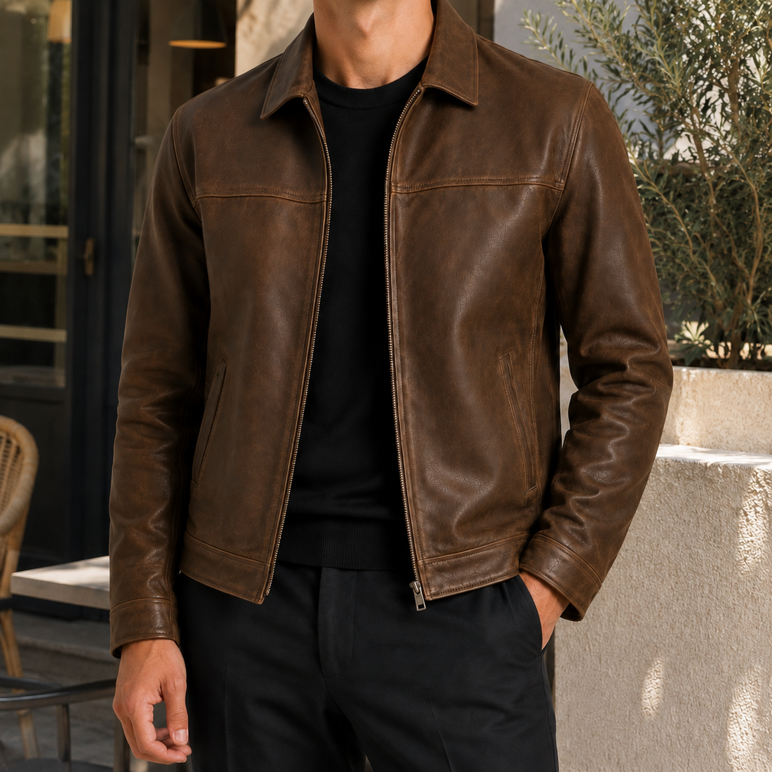 Philip-Hayes Leather Jacket - Brown