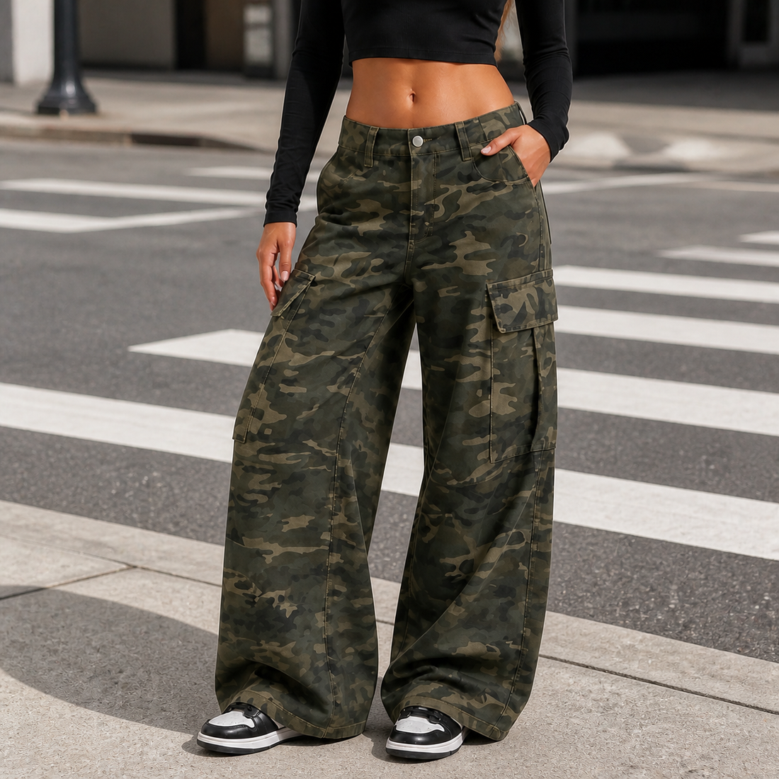 Renata-Eve Wide Leg Pants - Army Green