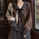Lola-Belle Argyle Sweater - Gray